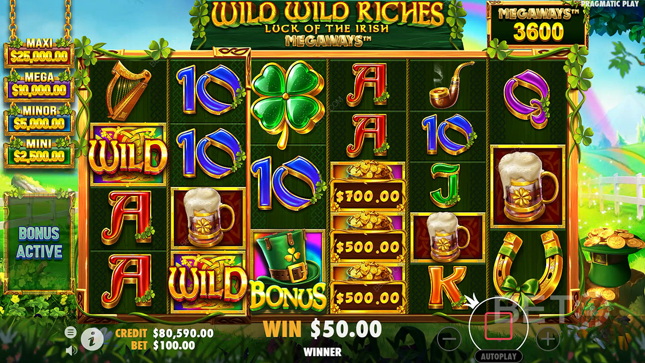 Бонус карактеристике објашњене у Wild Wild Riches Мегаваис од стране Pragmatic Play