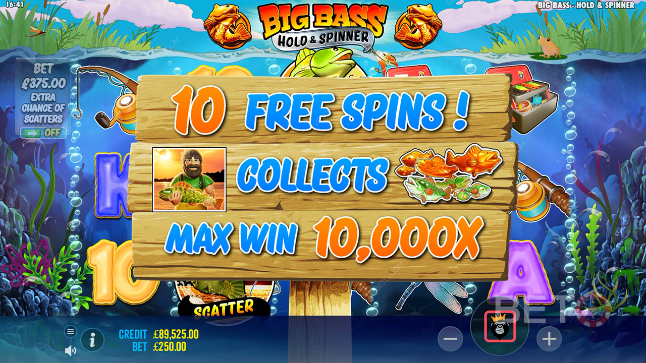 Освојите 10.000 пута више од своје опкладе у видео слоту Big Bass Bonanza Hold and Spinner!