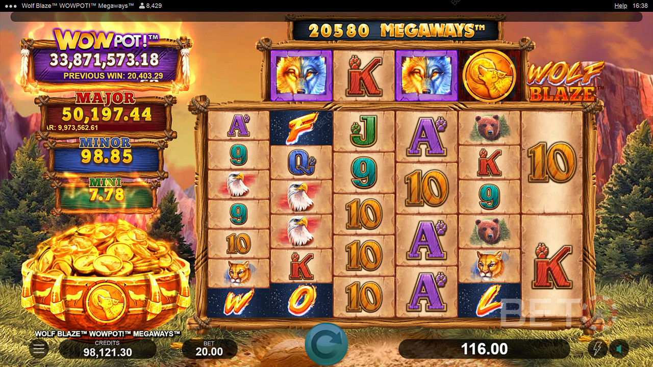 Wolf Blaze WOWPOT! Megaways Igraj Besplatno