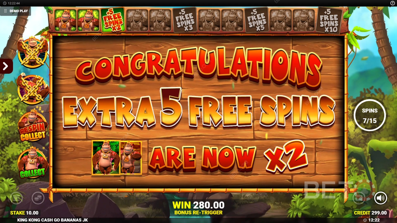 Освојите 50.000 пута више од своје опкладе на слот машини King Kong Cash Go Bananas!