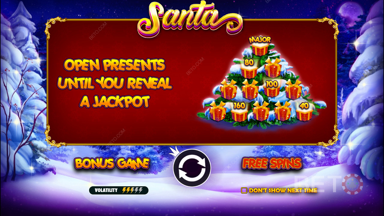Бонус игра има новчане награде и џекпотове у онлајн слоту Деда Мраза