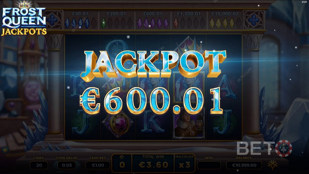 Добијање џекпота у вредности од 600 евра у Frost Queen Jackpots