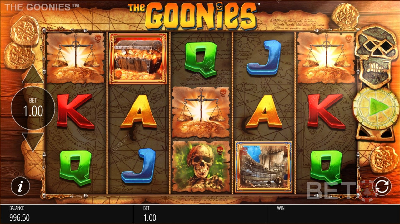 Различити симболи који се добро плаћају и ниско плаћају у The Goonies Jackpot King