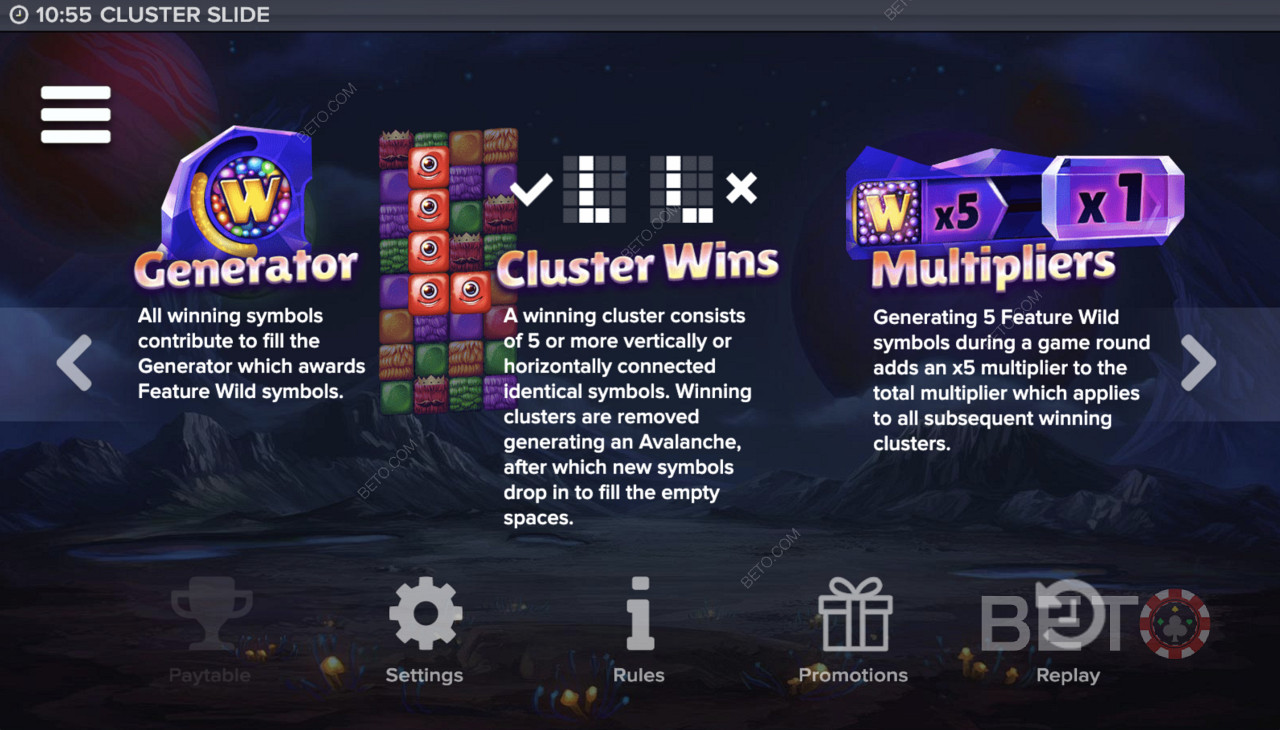 Генератор, победе кластера и множилац у Cluster Slide