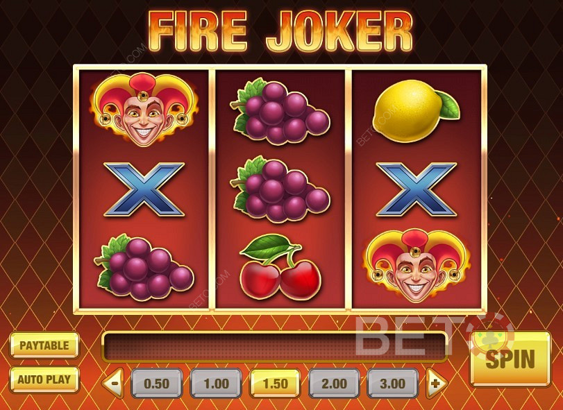 Класични дизајн и класични симболи машина за воће у Fire Joker