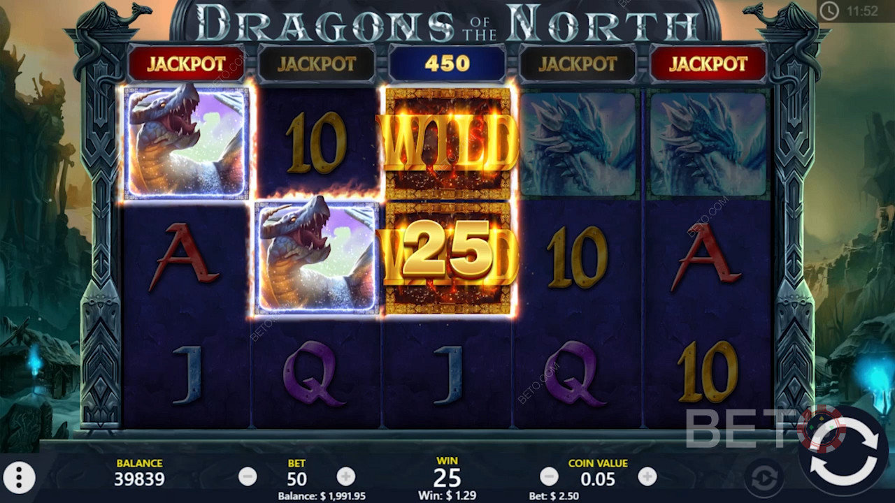 Вилд симболи вам помажу да остварите више победа у онлајн слоту Dragons of the North