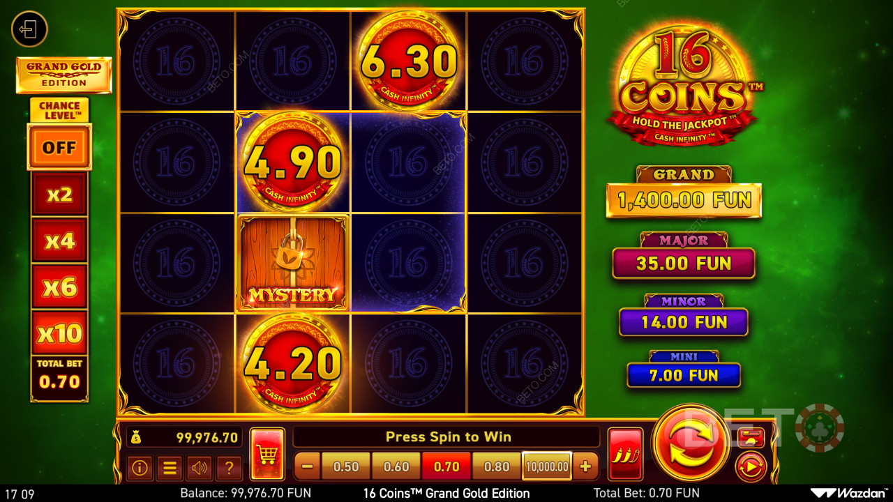 Како играти Wazdan 16 Coins Grand Gold Edition
