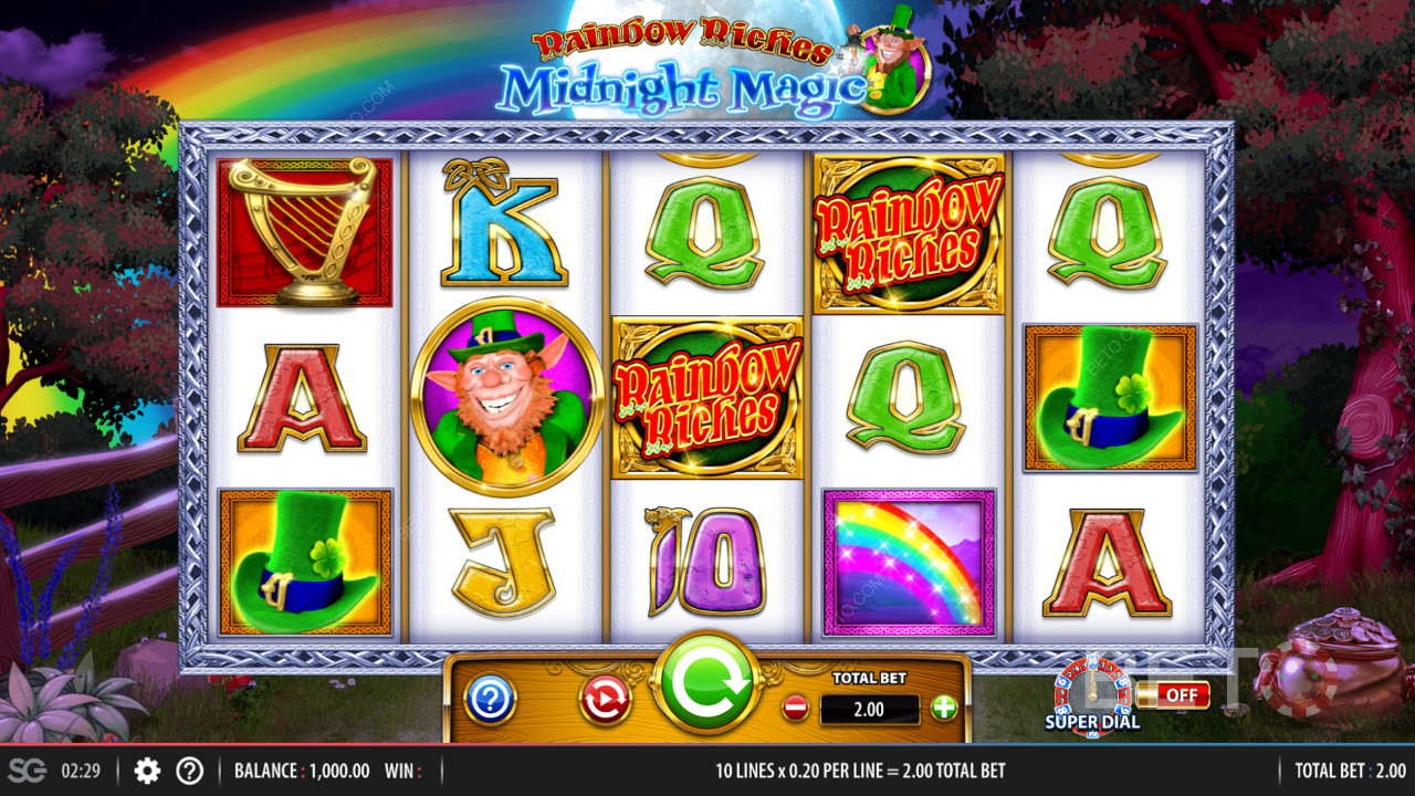 5к3 играћа мрежа у Rainbow Riches Midnight Magic