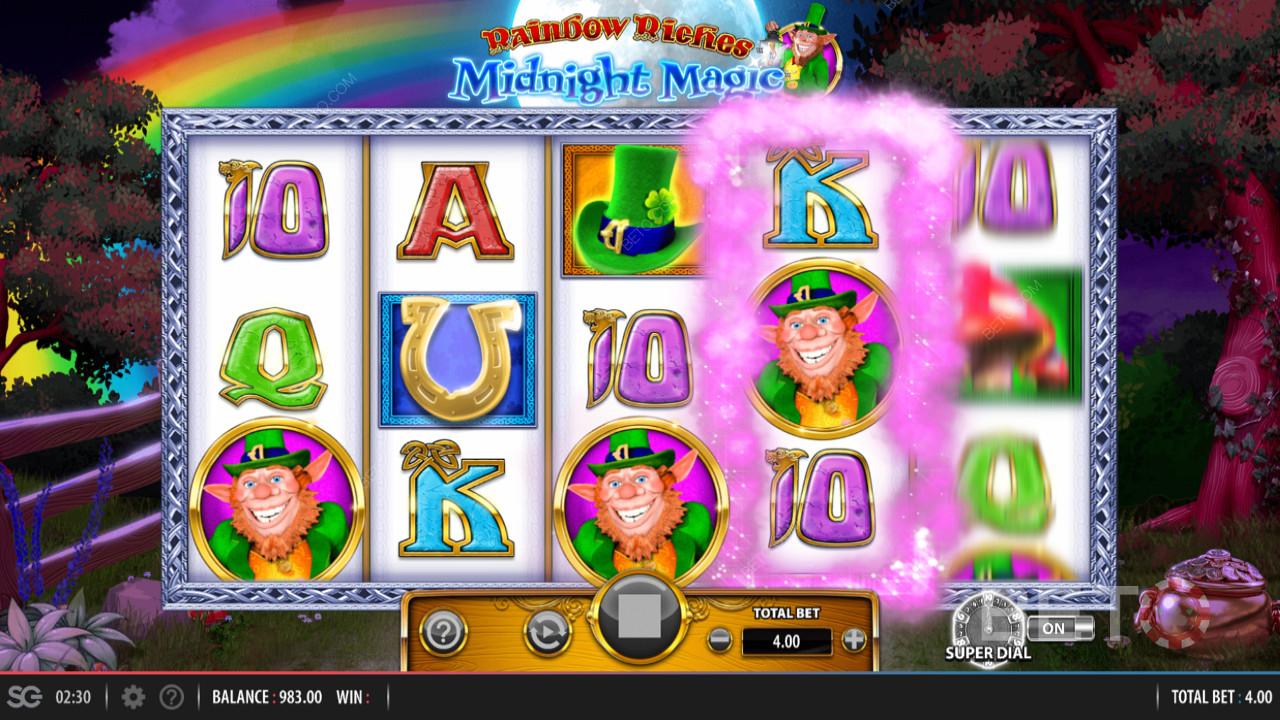 Rainbow Riches Midnight Magic од Barcrest -а које карактеристике укључују Супер Диал Бонус
