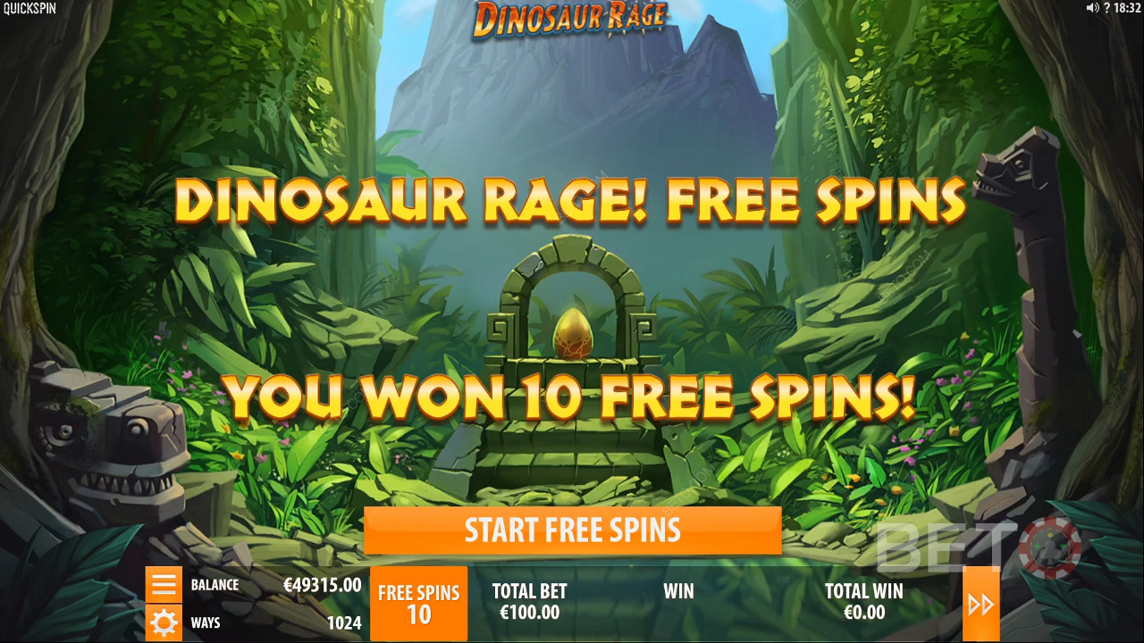 Освајање бесплатних окретаја у Dinosaur Rage