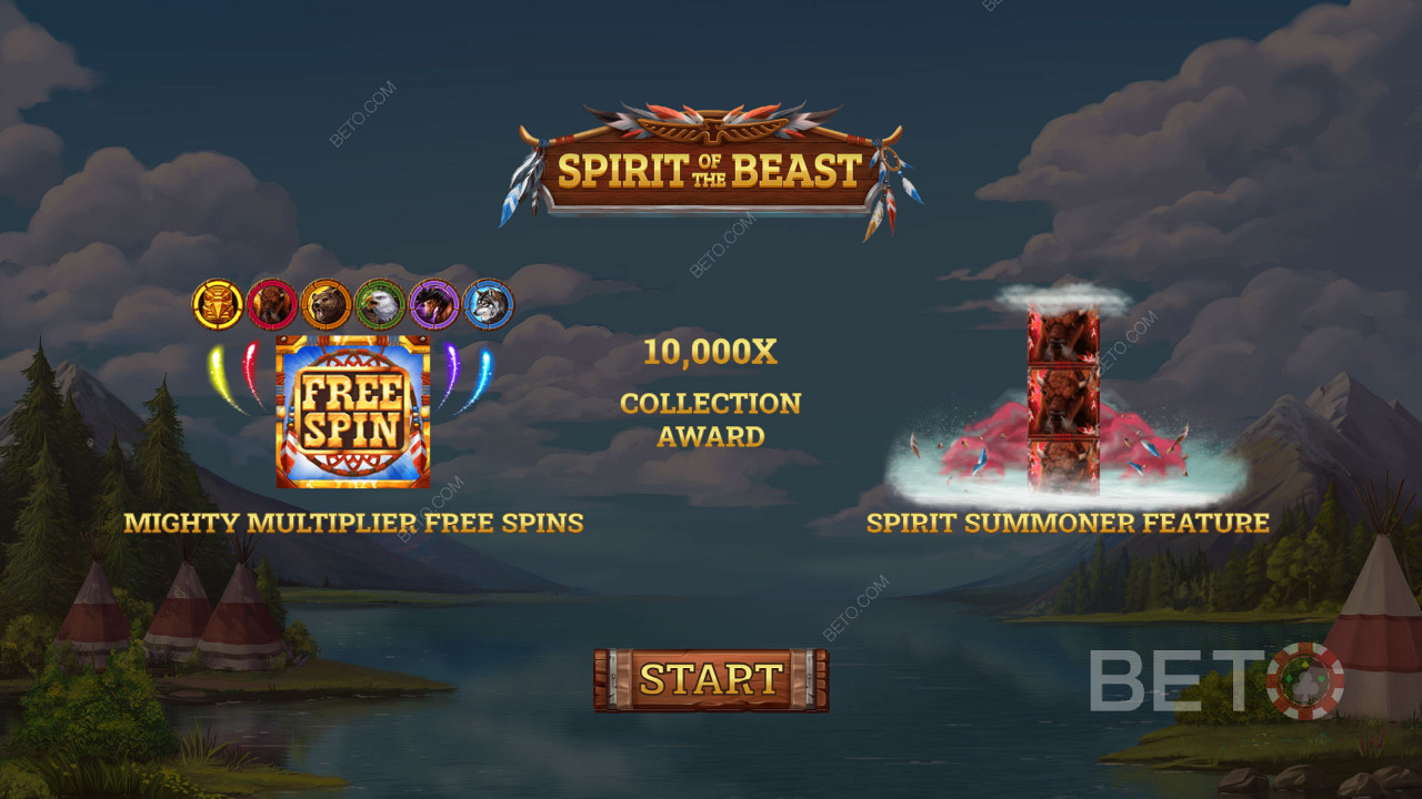 Уводни екран слота Spirit of the Beast