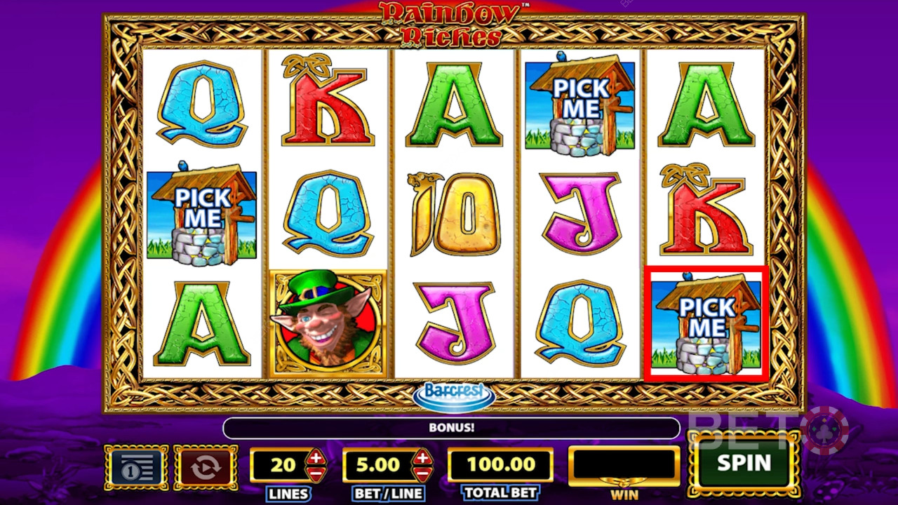 Тхе Симболс ин Rainbow Riches слот машина.
