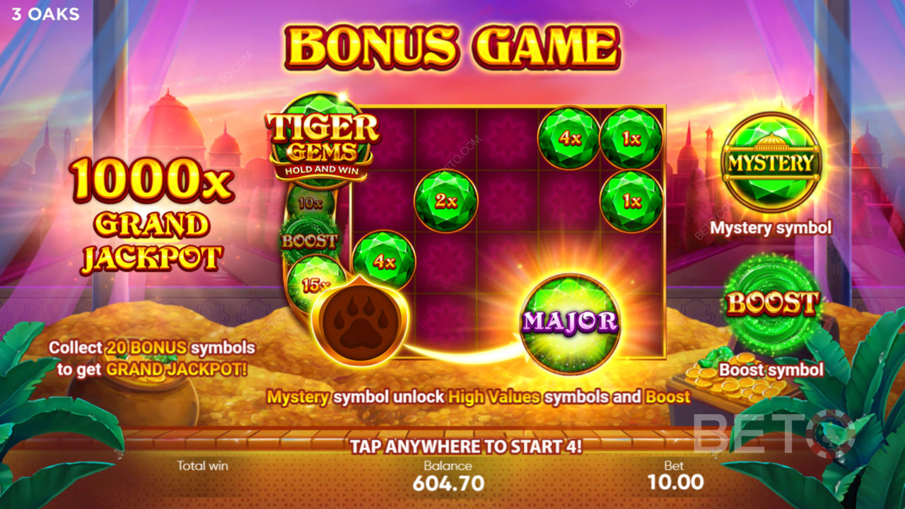 Бонус функције објашњене у игри Tiger Gems од стране 3 Oaks Gaming