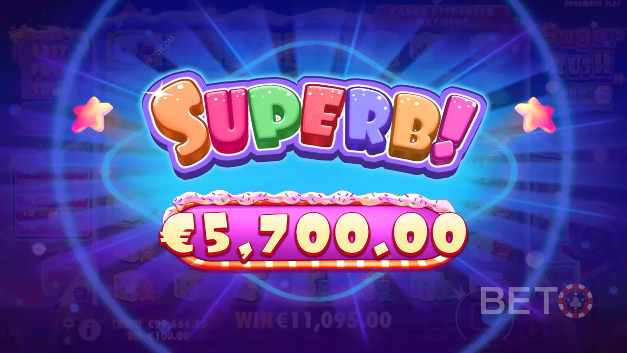 Освојите 5.000 пута више од своје опкладе у видео слоту Sugar Rush Dice!