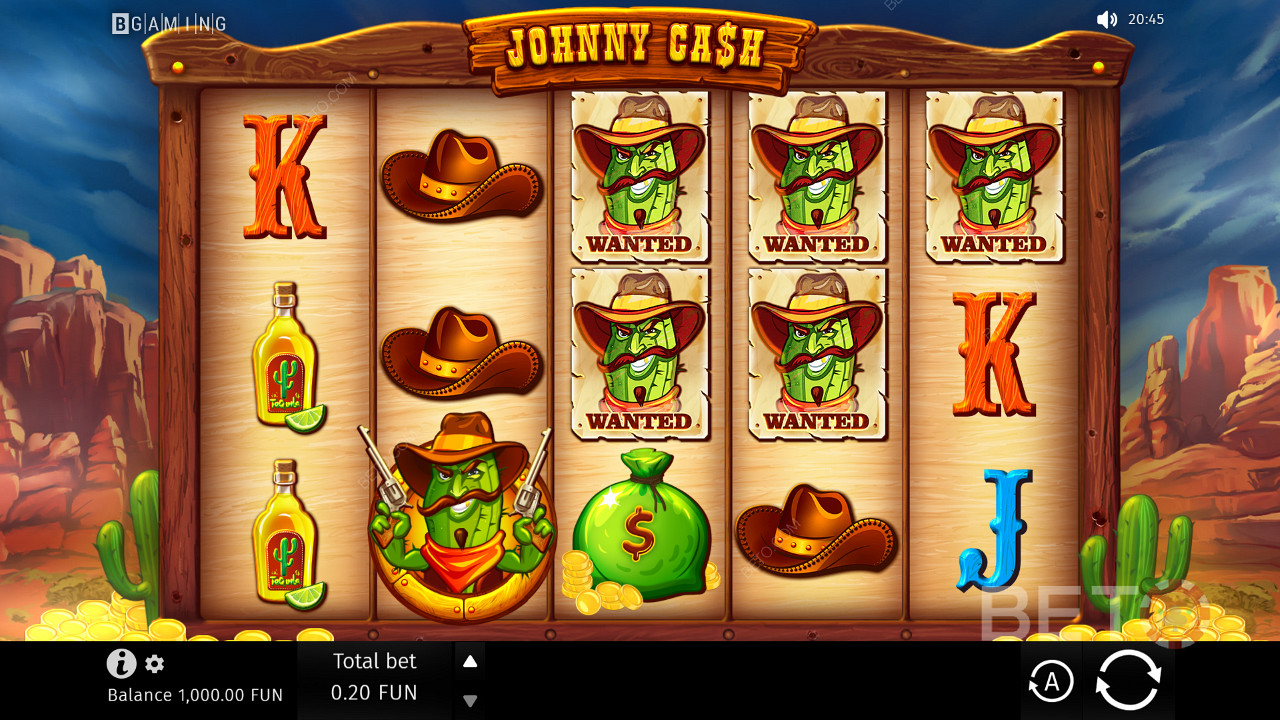 Класична играћа мрежа Johnny Cash са 5 колутова и 3 реда
