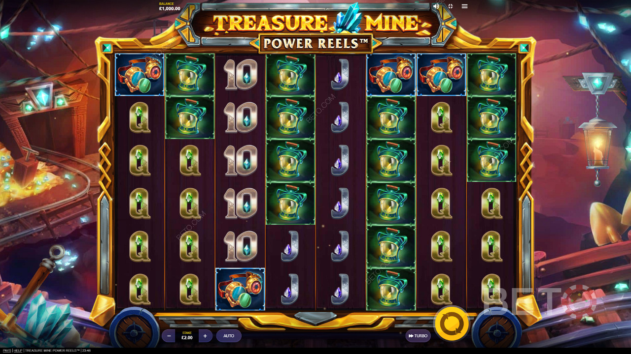 Уживајте у фантастичној теми и графици у Treasure Mine Power Reels онлине слоту