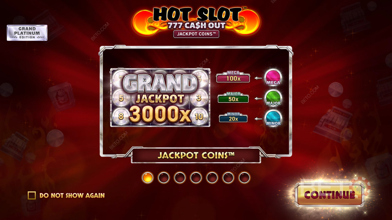 Бонус функције објашњене у игри Hot Slot: 777 Cash Out Grand Platinum Edition од Wazdan а