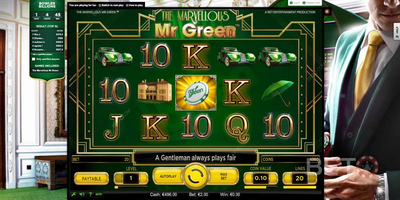 Најбоље место на мрежи за играње слотова на мрежи је на сајту за игре Mr Green.