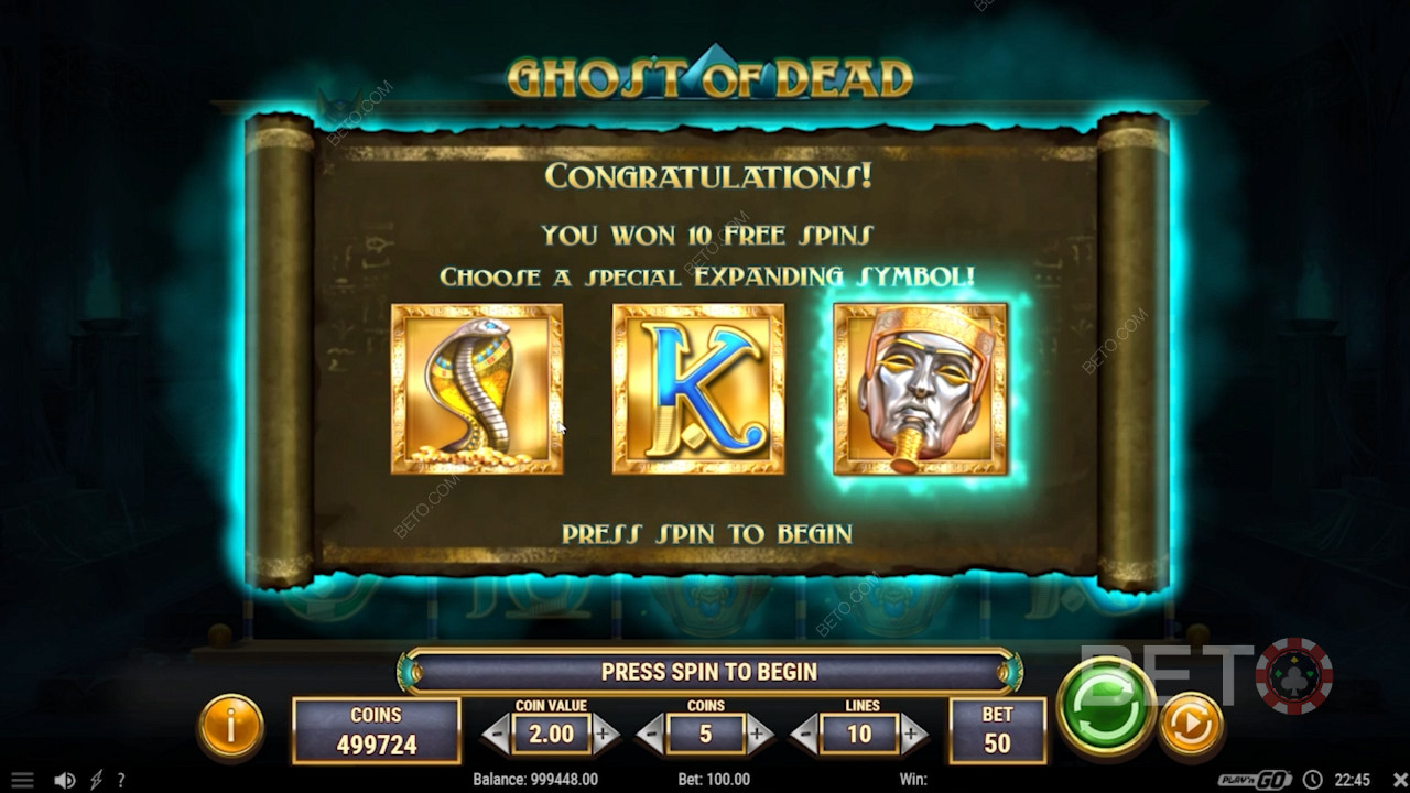 Избор симбола за проширење у рунди бесплатних окретаја Ghost of Dead