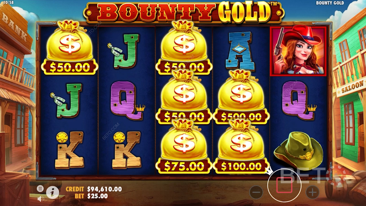 Симболи кеса новца на мрежи Bounty Gold