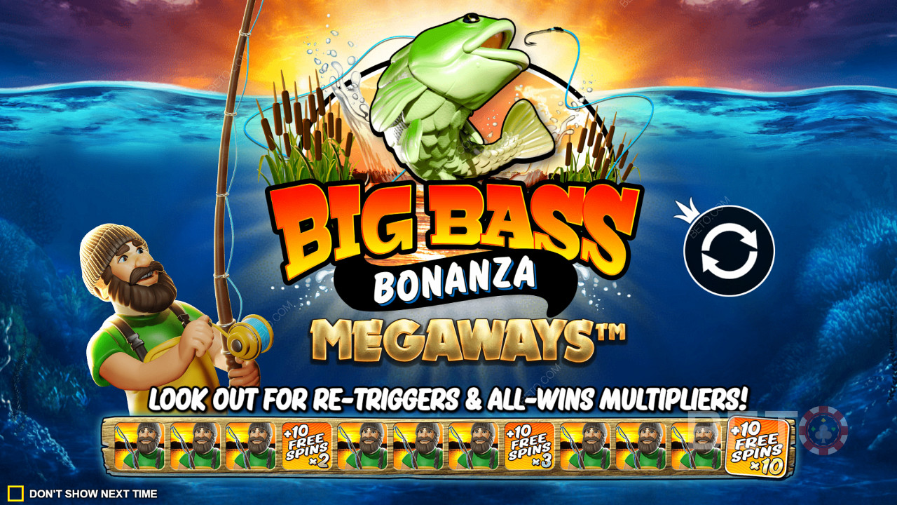 Уживајте у поновном покретању бесплатних окретаја уз мултипликаторе добитака у Big Bass Bonanza Megaways слоту