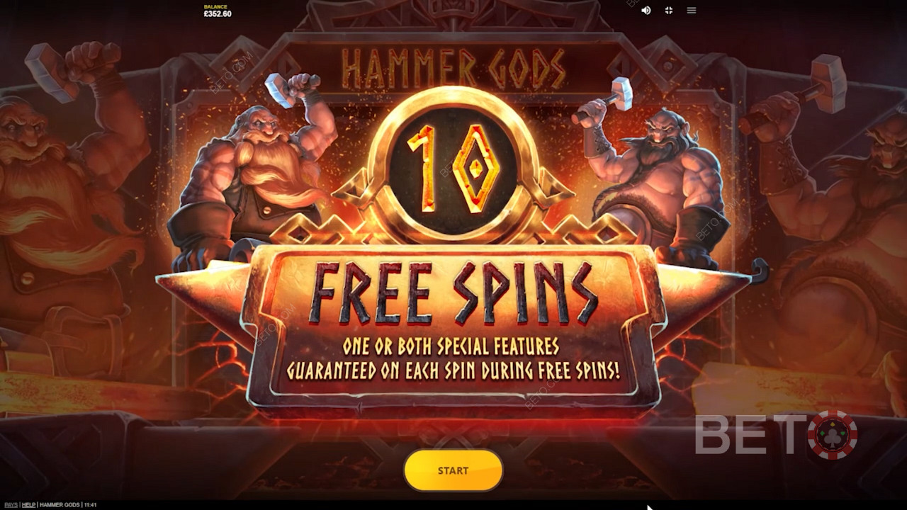 Уживајте у 10 бесплатних окретаја у Hammer Gods слот машини
