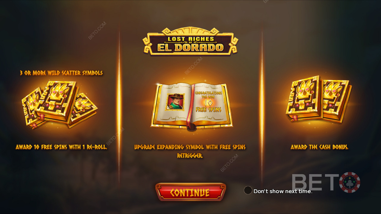Уводни екран Lost Riches of El Dorado даје неке информације