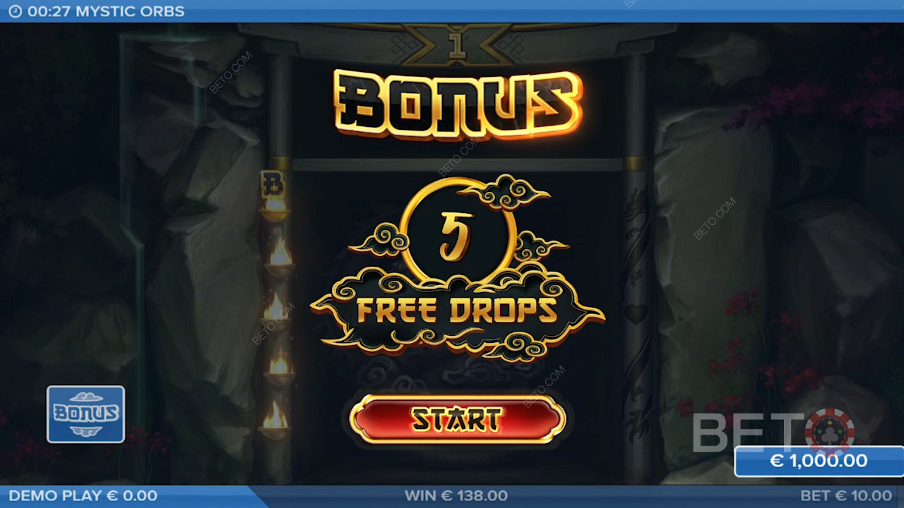 Спустите 5 симбола кугле да активирате бонус игру и добијете 5 бесплатних окретаја