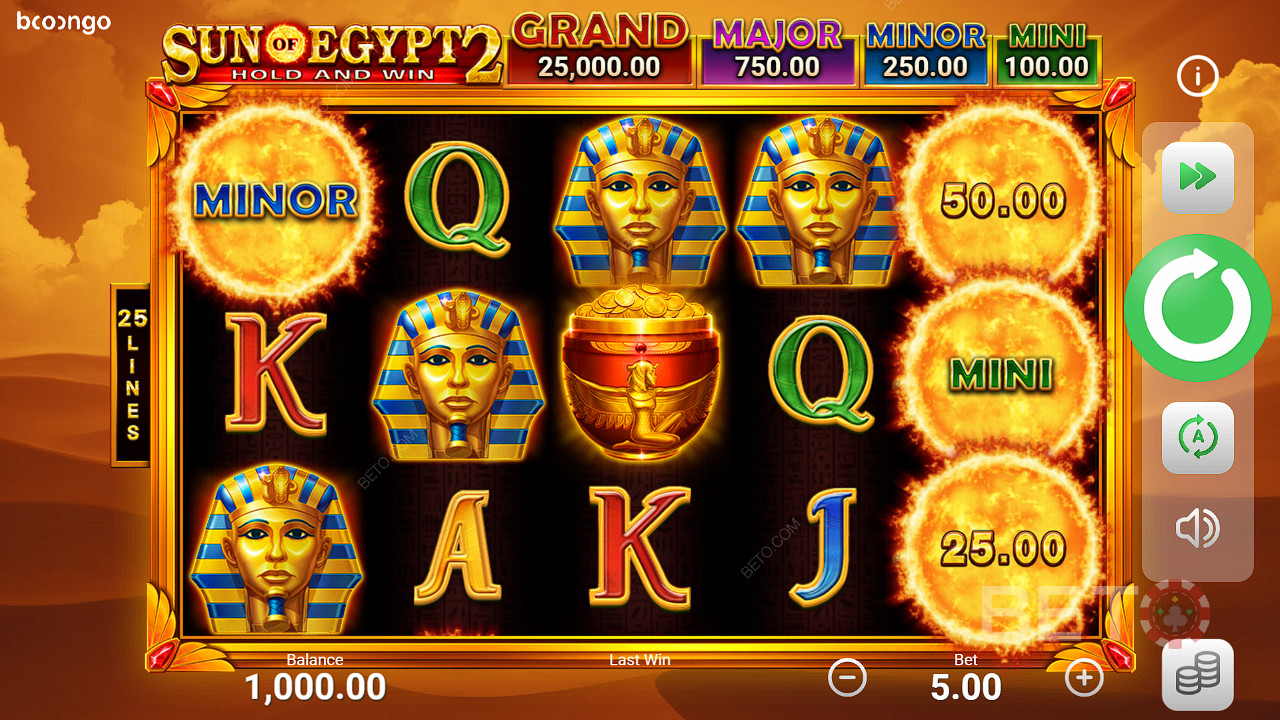 Шест или више бонус симбола покреће Бонус игру у слоту Сун оф Египт 2