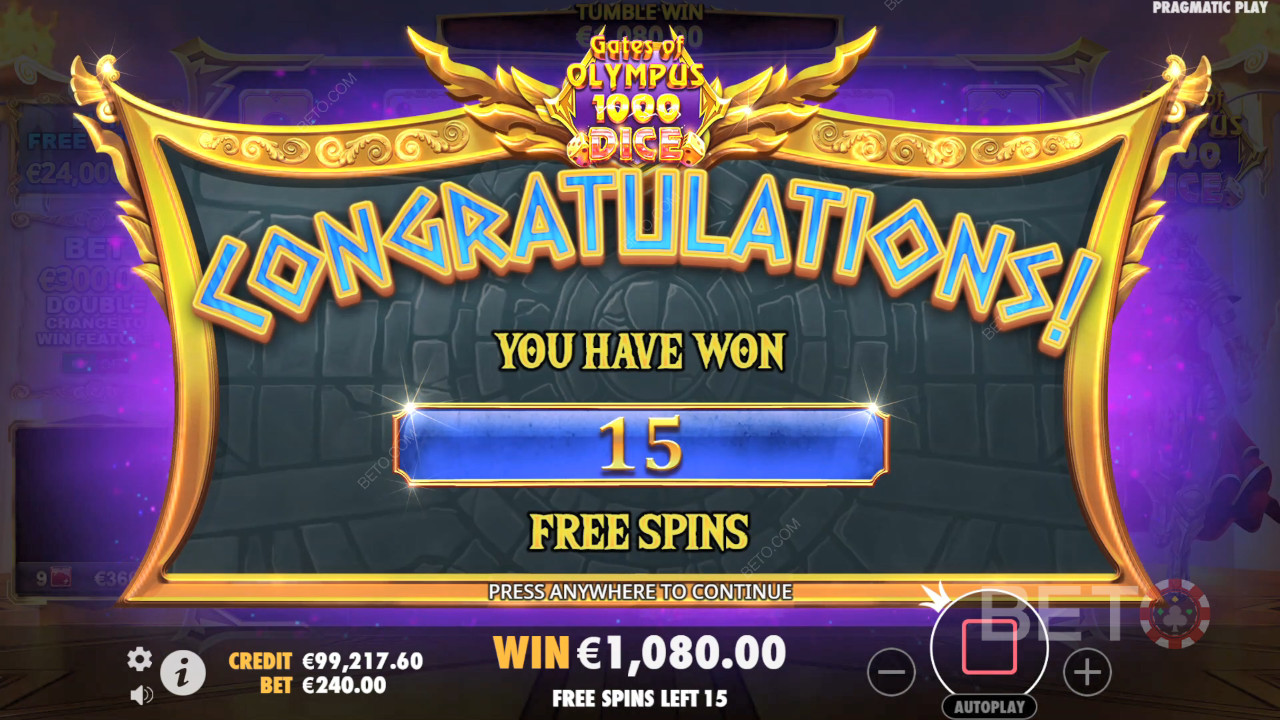 Освојите 15.000 пута више од своје опкладе на слоту Gates of Olympus 1000 Dice!