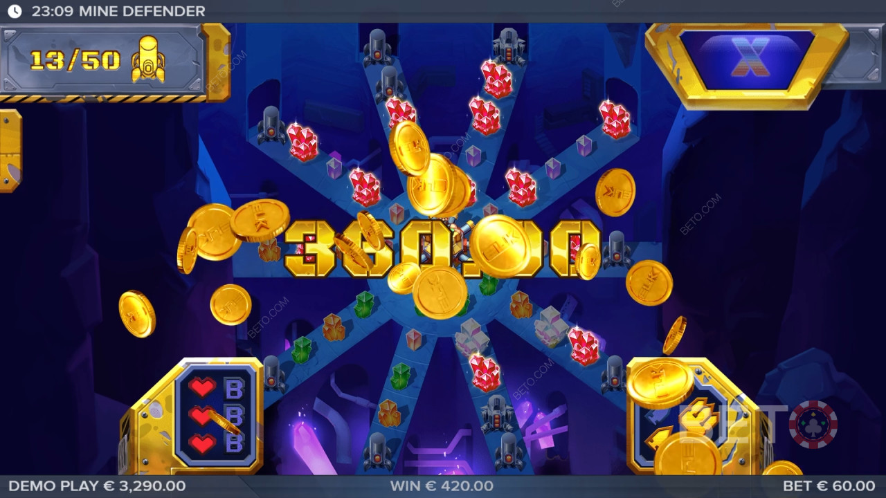 Бонус функције објашњене у игри Mine Defender од стране ELK Studios