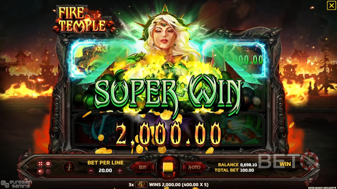 Освојите 3.000 пута више од своје опкладе у онлајн слоту Fire Temple!