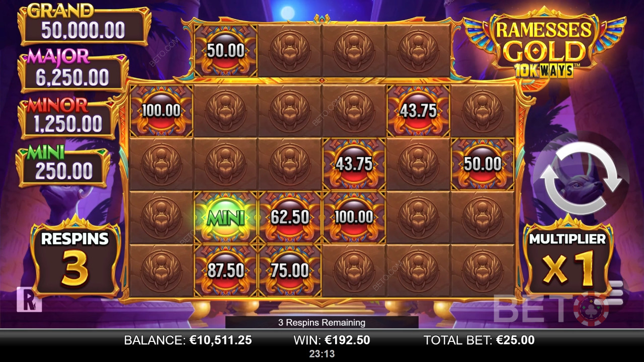 Освојите 9.065 пута више од своје опкладе на слот машини Ramesses Gold 10K Ways!