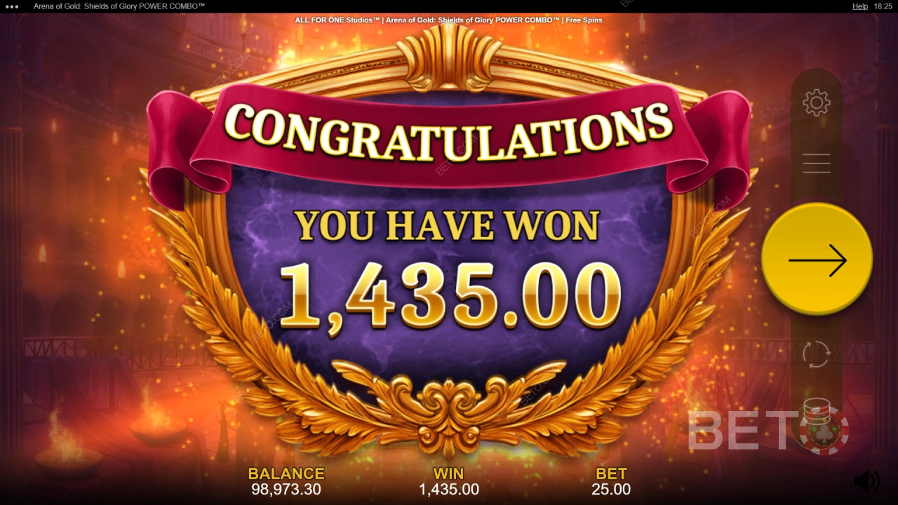 Освојите 10.000 пута више од своје опкладе у видео слоту Arena of Gold: Shields of Glory Power Combo!
