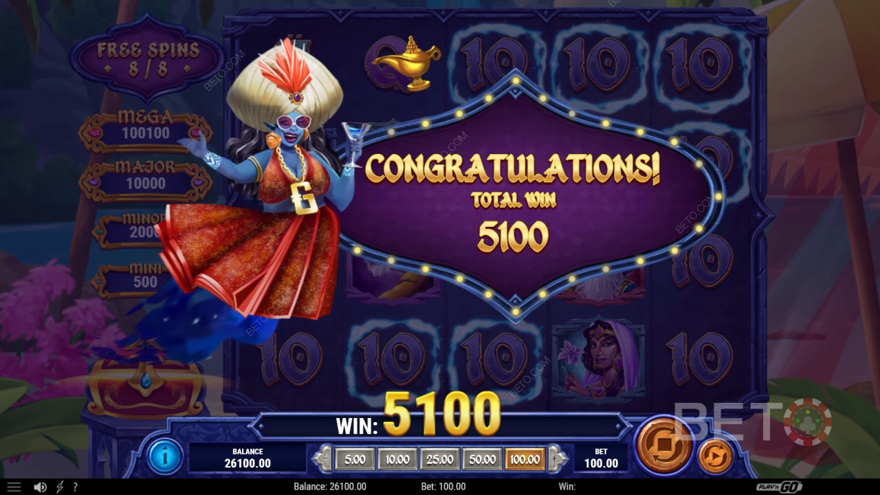 Бонус функције објашњене у игри 1001 Mystery Genie Fortunes од Play