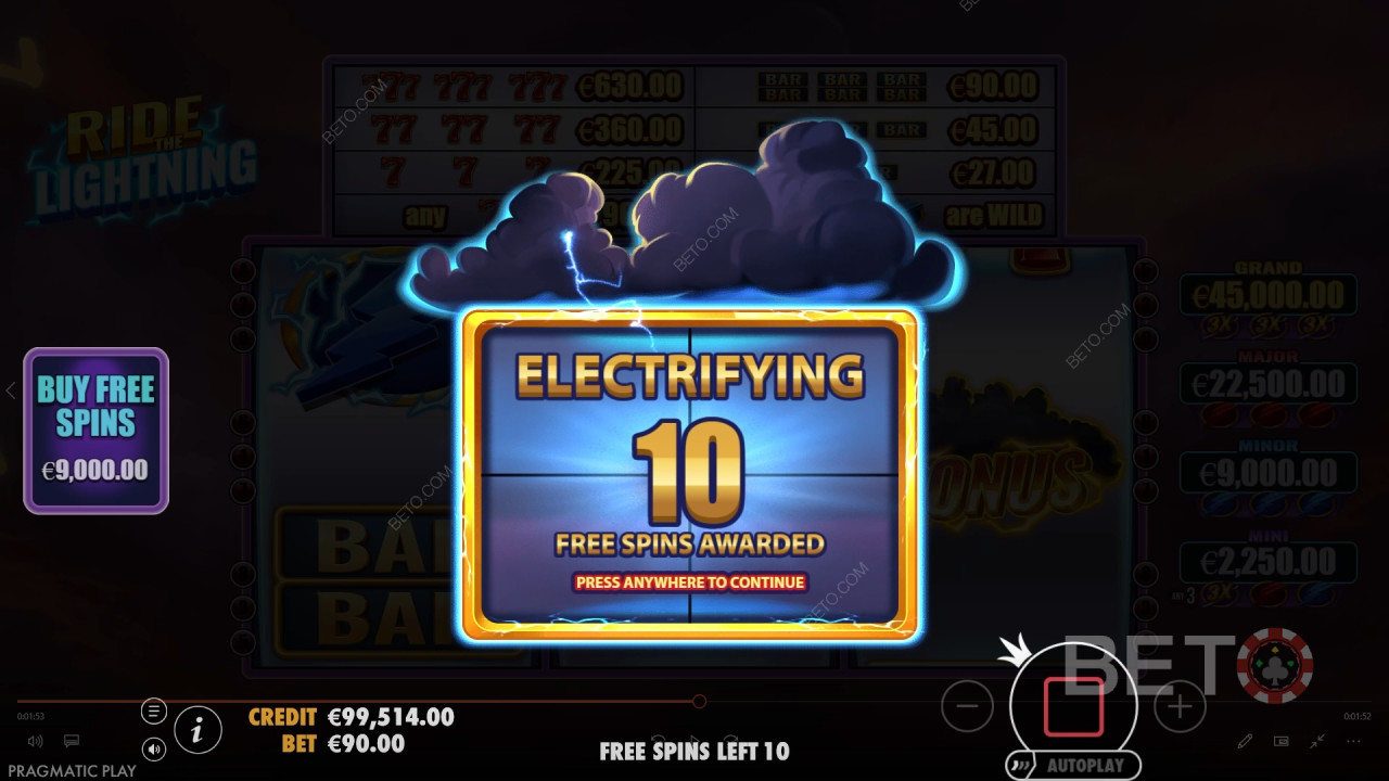 Бонус функције објашњене у игри Ride the Lightning од стране Pragmatic Play