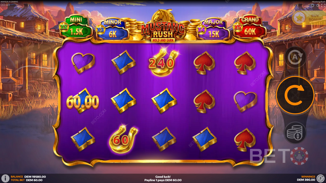 Бонус функције објашњене у игри Mustang Rush од стране Mancala Gaming