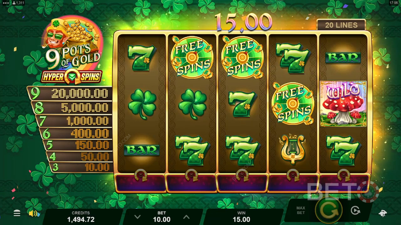 9 Pots of Gold ХиперСпинс преглед од БЕТО слотова