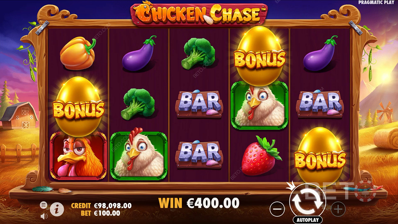 Освојите 210 пута више од своје опкладе на слот машини Chicken Chase!